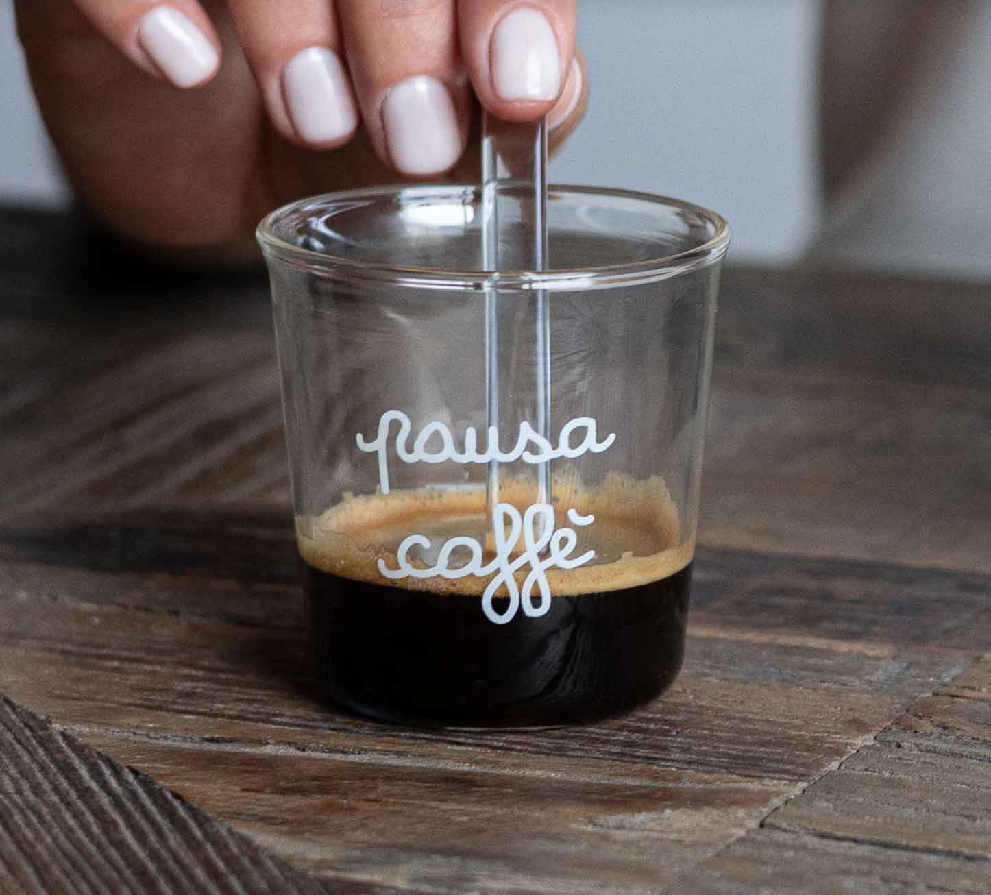 Bicchiere pausa caffè con palettina in vetro - Nicolina Fabriano