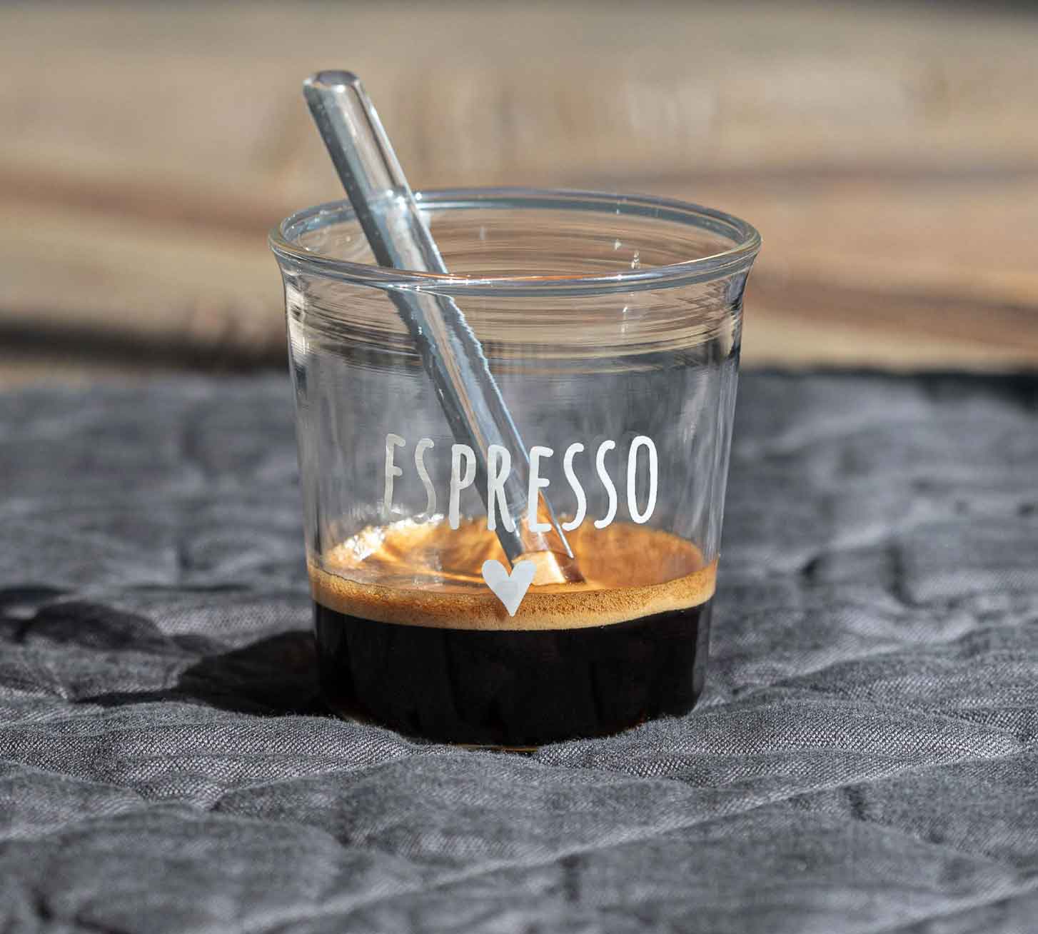 Bicchiere espresso caffè con palettina in vetro - Nicolina Fabriano